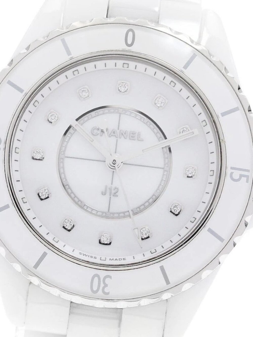CHANEL J12 H5703 White ceramic 12P diamond white Dial Quartz Ladies Watch_966459